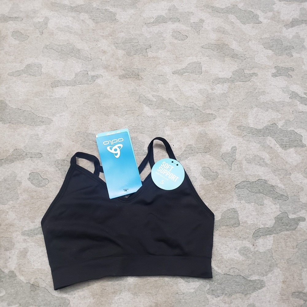Odlo Sports Bra Womens Small Black Pullover NWT Gym Outdoors Fitness
